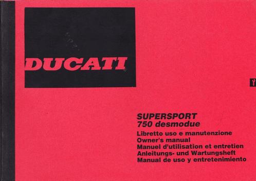 Ducati Supersport 750 Owners Manual, Motoren, Handleidingen en Instructieboekjes, Ducati, Ophalen of Verzenden