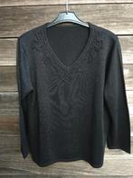 Zwarte Glitter Trui Met V-Hals In maat 42/44, Enlèvement ou Envoi, Porté, Taille 42/44 (L), Noir