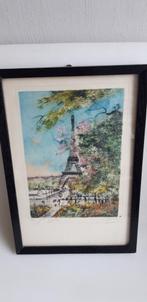 Parijs Eiffeltoren kleurenets gesigneerd, Ophalen of Verzenden