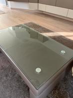 W.Schillig Lederen salontafel met glazen blad, Ophalen, Zo goed als nieuw, Glas