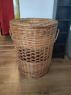 rieten mand met deksel, Ophalen, Gebruikt, Mand, Rond