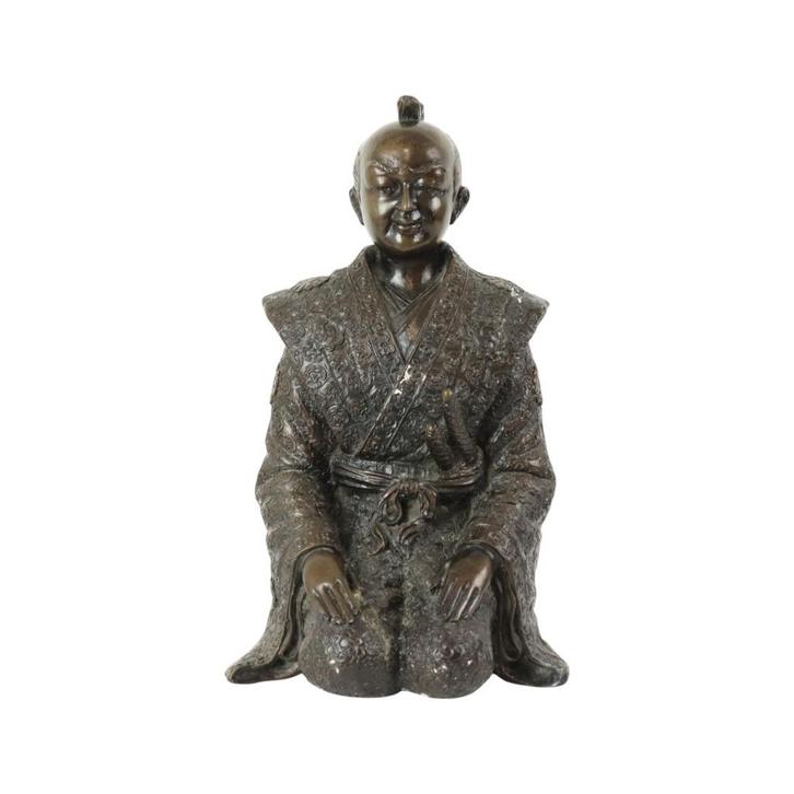 Bronzen Beeld Japanse Krijger Knielende Samoerai 20ste Eeuw, Antiek en Kunst, Antiek | Brons en Koper, Brons, Ophalen of Verzenden