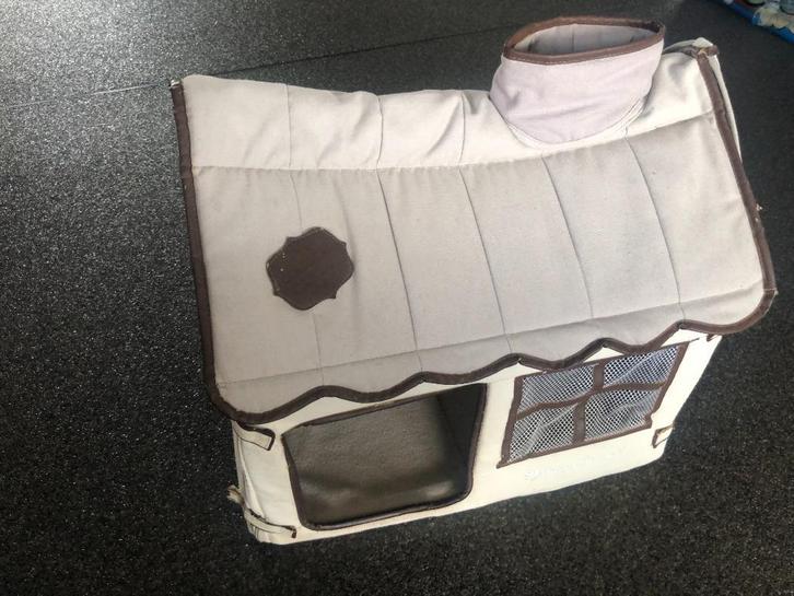 Kattenhuisje stof (volledig uitvouwbaar met ritsen en velcro, Animaux & Accessoires, Paniers pour chats, Utilisé, Coton, Enlèvement