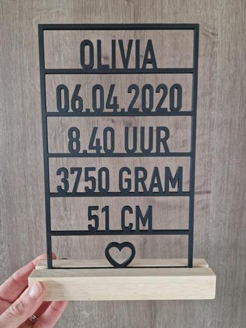 Gepersonaliseerd 3D Geprint Geboortekader beschikbaar voor biedingen