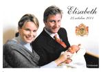 Prinses Elisabeth geboorte foto 2001 met Filip en Mathilde, Verzamelen, Koningshuis en Royalty, Verzenden, Zo goed als nieuw, Kaart, Foto of Prent