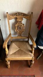 Brede houten stoel, Huis en Inrichting, Stoelen, Ophalen, Gebruikt, Bruin, Eén