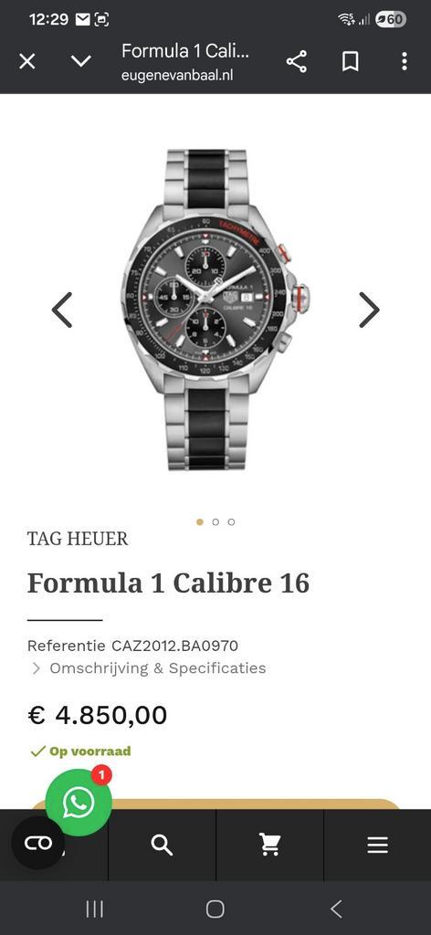 Tag Heuer Formula1 Calibre 16 automatique, nouveau prix €485, Bijoux, Sacs & Beauté, Montres | Hommes, Comme neuf, TAG Heuer, Acier