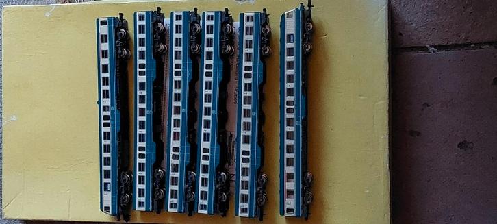 NLK 0918 FLEISCHMANN 7434 DB BR614 MET 4 X 7436 VERLICHT, Hobby en Vrije tijd, Modeltreinen | N-Spoor, Zo goed als nieuw, Treinset