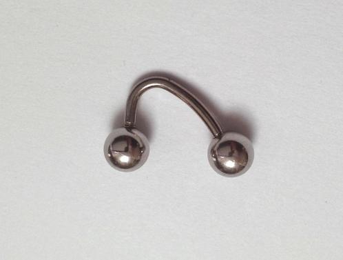 Barbell courbé pour piercing en acier chirurgical 1.6 mm, Handtassen en Accessoires, Piercings, Gebruikt, Staal, Ophalen of Verzenden
