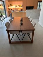 Tafel, eikenfineer bruin gelazuurd, 220x100 cm, Huis en Inrichting, Ophalen, Zo goed als nieuw