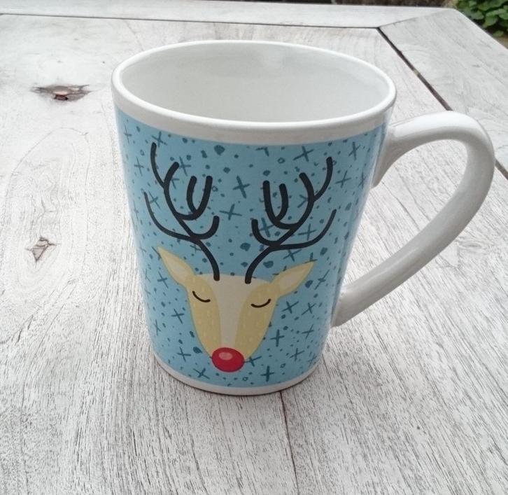 koffie tas (mok beker) licht blauw rendier NIEUW, Verzamelen, Porselein, Kristal en Bestek, Nieuw, Kop en/of schotel, Ophalen of Verzenden