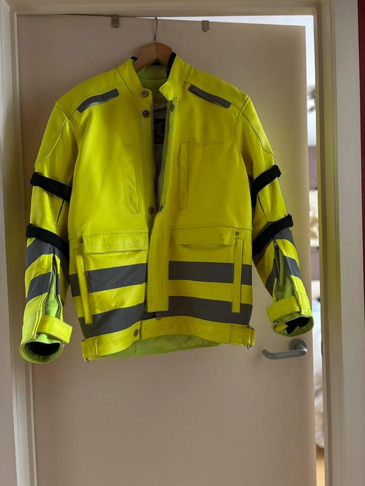Leren fluo motorjas, Motoren, Kleding | Motorkleding, Jas | leer, Ophalen of Verzenden