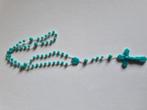 Blauwe rozenkrans ketting hals 54 cm voor 14 cm, Handtassen en Accessoires, Kettingen, Ophalen of Verzenden, Gebruikt, Blauw, Kunststof