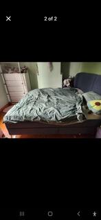 Bed 180x200, Huis en Inrichting, Slaapkamer | Bedden, Ophalen, Blauw, Tweepersoons, Zo goed als nieuw