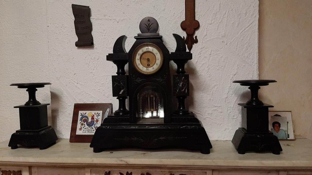 Schowgarnituur / 3 stukken, Antiquités & Art, Antiquités | Horloges, Enlèvement