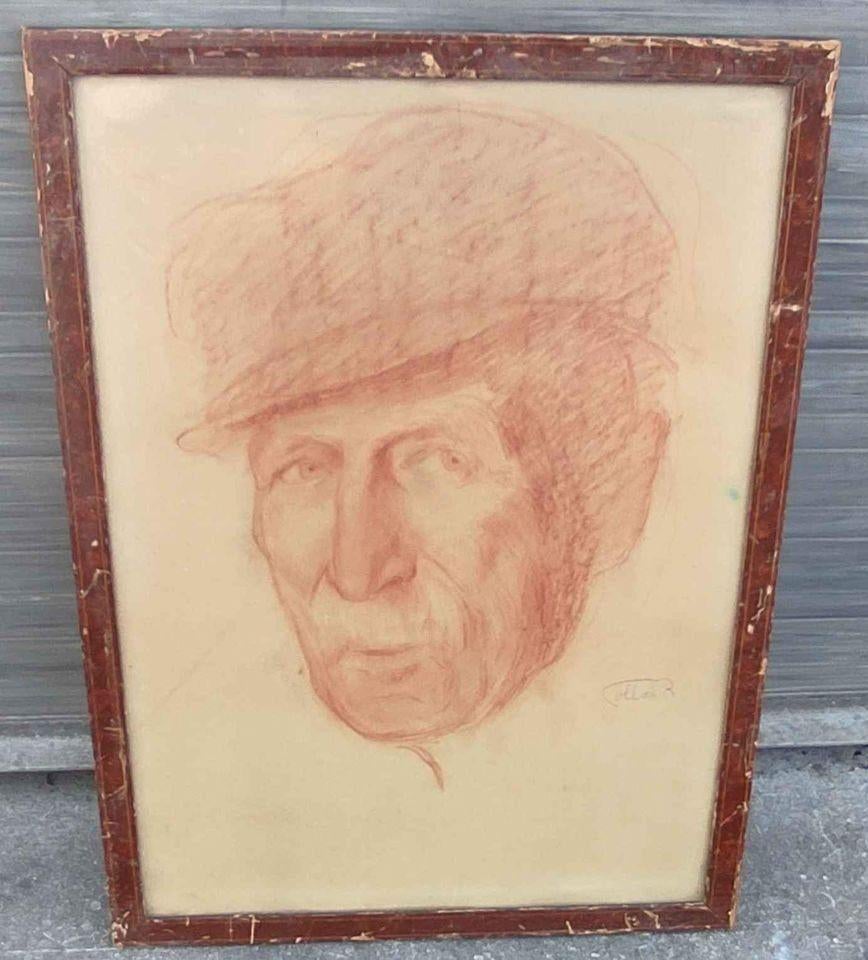 Sanguine homme signé jean roch collon, Antiek en Kunst, Kunst | Tekeningen en Fotografie, Ophalen of Verzenden