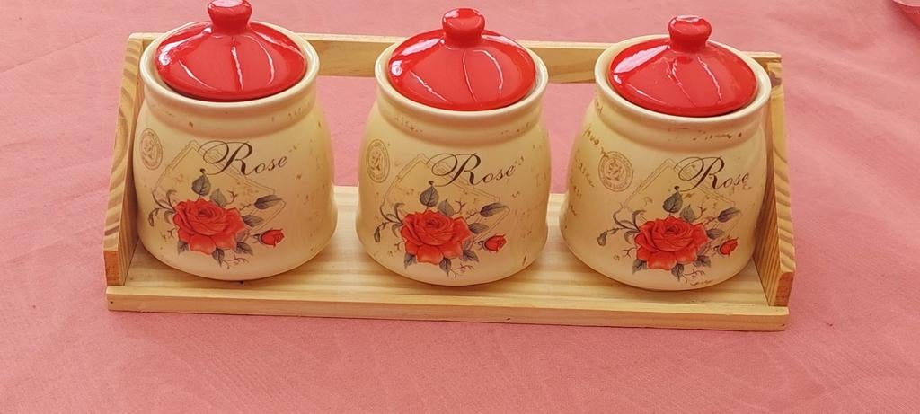 3 voorraadpotten 10cm hoogte zonder deksel, Voorraadpot, Ophalen of Verzenden, Zo goed als nieuw