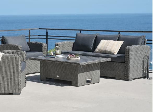 Loungeset STAVERN 5-persoons grijs, Ophalen, 5 zitplaatsen, Aluminium, Loungeset