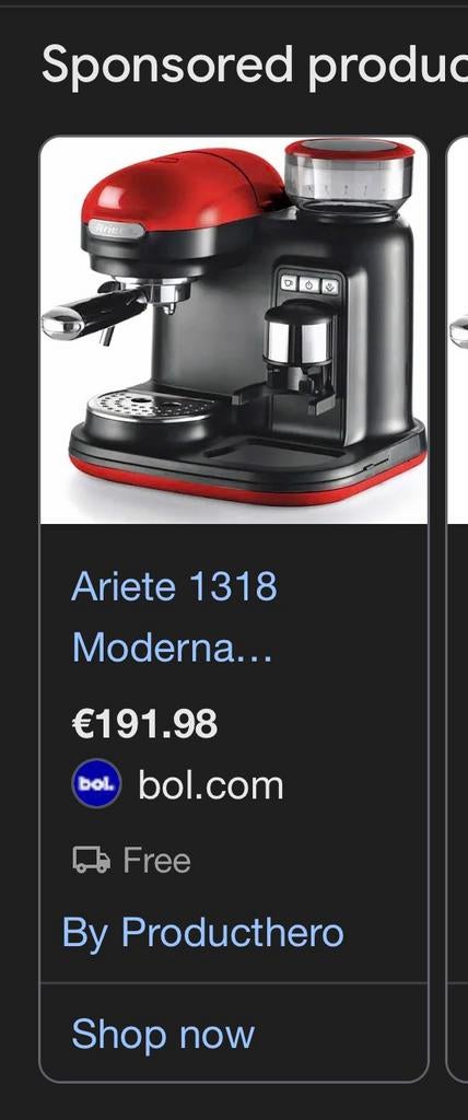 Ariete 1318 Moderna espressomachine – zo goed als nieuw, Ophalen, Zo goed als nieuw, Stoompijpje
