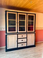 Grote buffetkast / vitrinekast – hout met zwart frame, Huis en Inrichting, Ophalen, 200 cm of meer, 150 tot 200 cm, Zo goed als nieuw