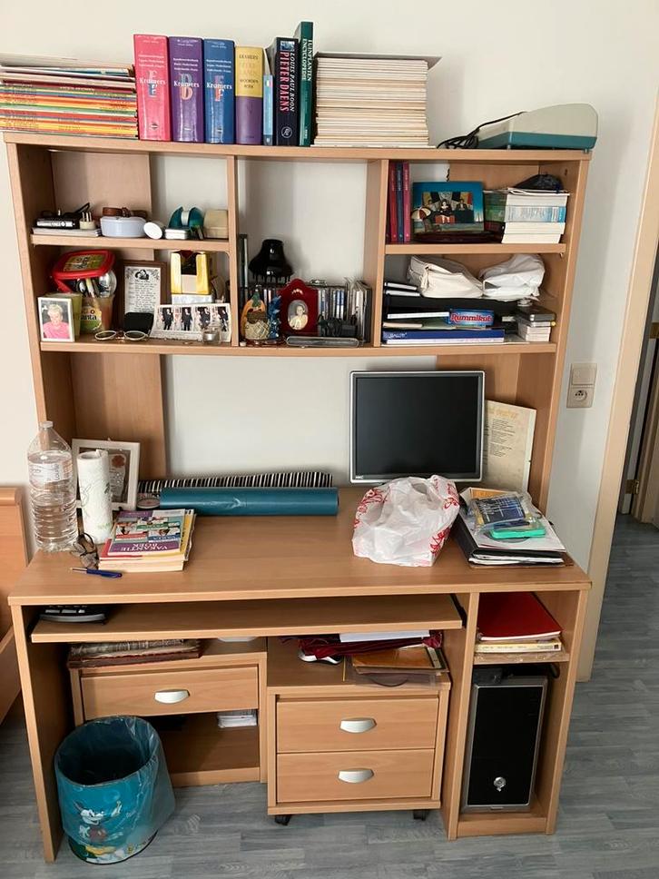 Volledig bureau met computer en printers tk, Maison & Meubles, Bureaux, Comme neuf, Bureau, Enlèvement