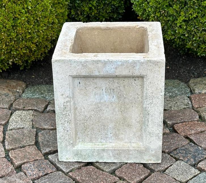 bloempot - sokkel-  in franse steen - h. 27 cm - 25 x 25 cm, Jardin & Terrasse, Pots de fleurs, Pierre, Intérieur, Balcon, Jardin