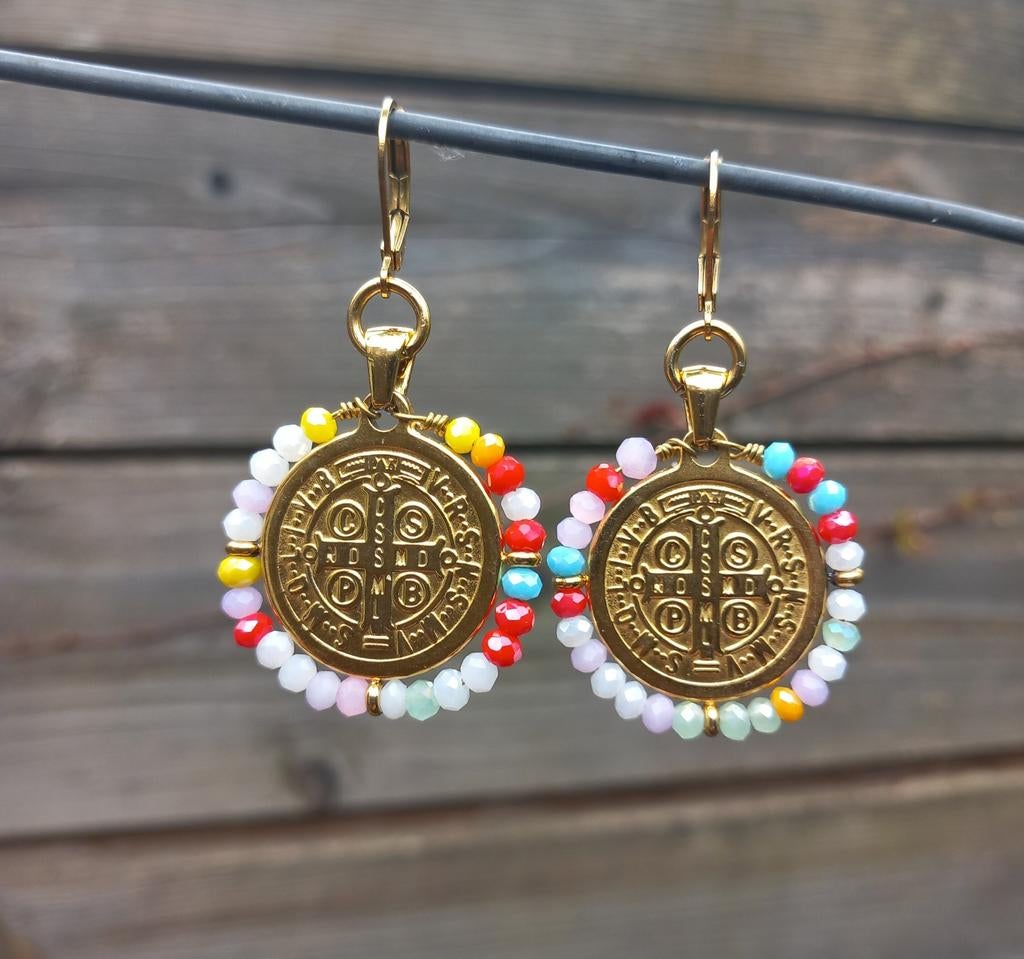 Boucles d'oreilles avec breloque en perles de verre multiple, Enlèvement ou Envoi, Neuf, Pendantes