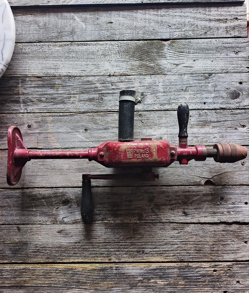 Vintage handboor / slingerboor PWWe13 Polen – retro gereedsc, Ophalen of Verzenden