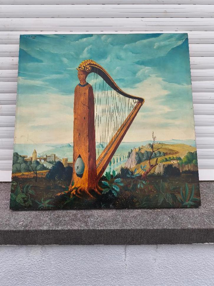 Huile sur panneau musique du ciel signe carl prevot, Antiquités & Art, Art | Peinture | Classique, Enlèvement ou Envoi