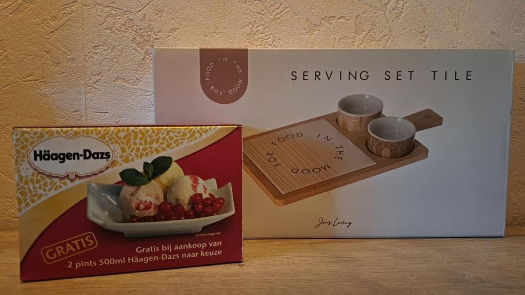 Serveerset + 2 ijsschaaltjes (nieuw), Ophalen of Verzenden, Nieuw, Schaal of Schalen