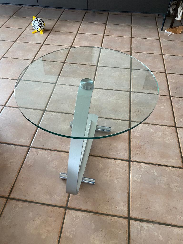 Salon tafel met glazen blad, Ophalen, Rond, Zo goed als nieuw, Glas