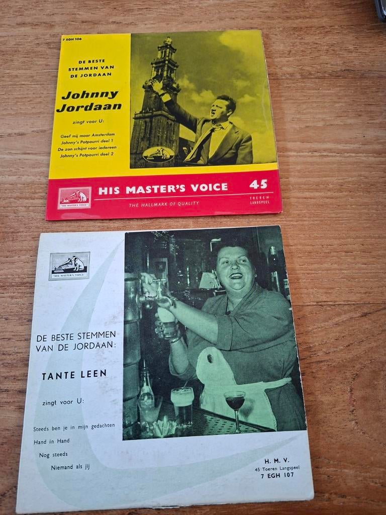 Vinyl: 2 EP's  Tante Leen + Johnny Jordaan. 1956/57, Gebruikt, Voor 1960, 7 inch, Ophalen of Verzenden