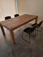 Tafel met 4 design stoelen, Enlèvement, Comme neuf, Pin, Strakke vorm