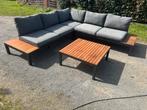 Loungeset aluminium met teakhout en bijhorende kussens, Tuin en Terras, Ophalen, Zo goed als nieuw, Aluminium, Loungeset
