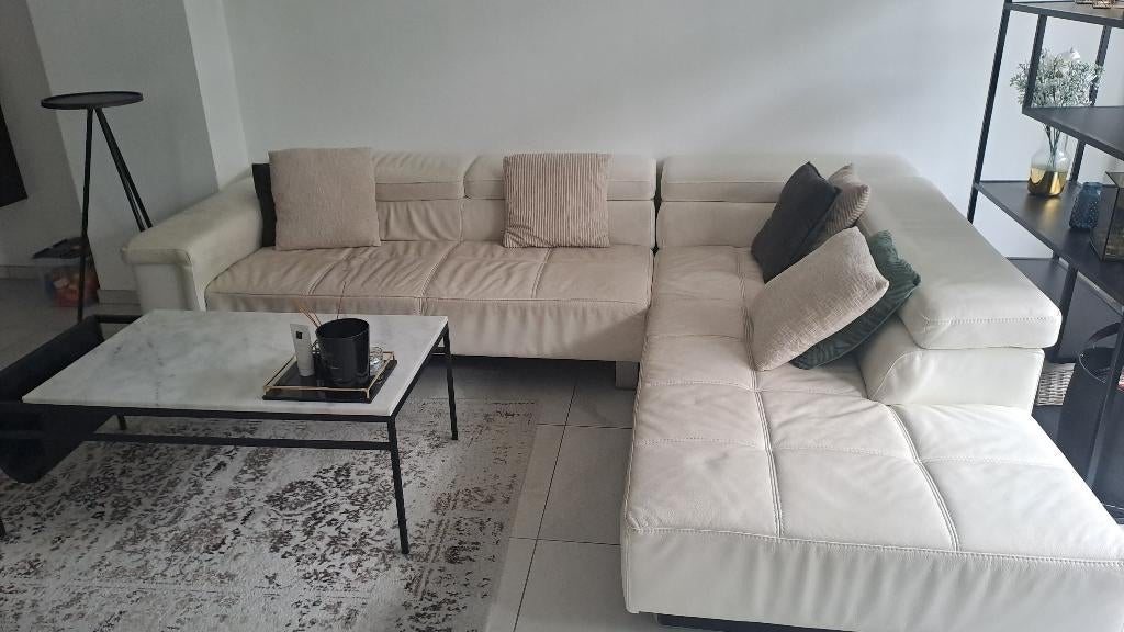 Lederen witte zetel, Ophalen, Gebruikt, Hoekbank, Leer