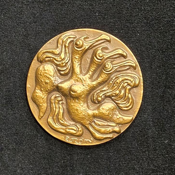 Médaille art Elstrom surréaliste numismatique Belgique rare, Timbres & Monnaies, Pièces & Médailles, Bronze, Enlèvement ou Envoi