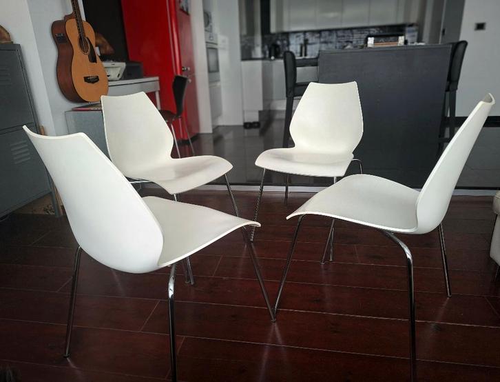 Kartell Maui designstoelen – set van 4 – Vico Magistretti, Huis en Inrichting, Stoelen, Gebruikt, Vier, Kunststof, Wit, Ophalen