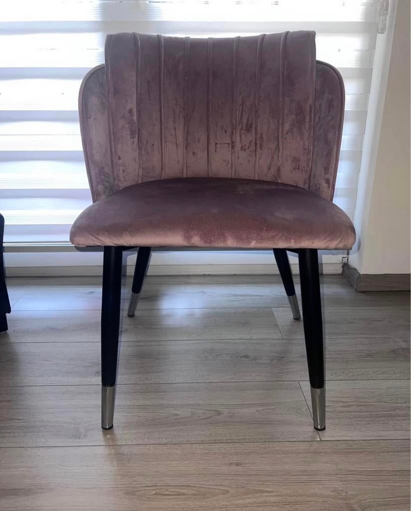 1Chaise de Salle à Manger en Velours Rose, Milano, Maison & Meubles, Chaises, Comme neuf, Une, Métal, Noir, Enlèvement
