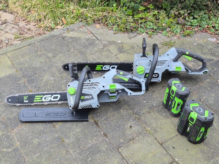 EGO set van accu kettingzagen- klaar voor alle werk, Bricolage & Construction, Outillage | Scies mécaniques, Utilisé, Tronçonneuse