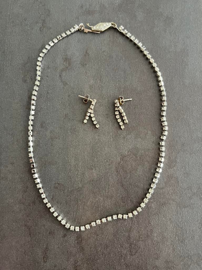 Zilver ketting en oorbellen, Handtassen en Accessoires, Kettingen, Ophalen of Verzenden, Zo goed als nieuw, Zilver, Zilver