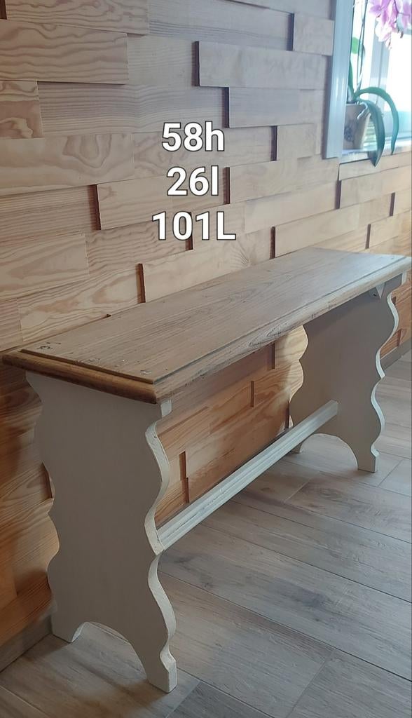 Banc ancien chêne patiné blanc, Maison & Meubles, Blanc