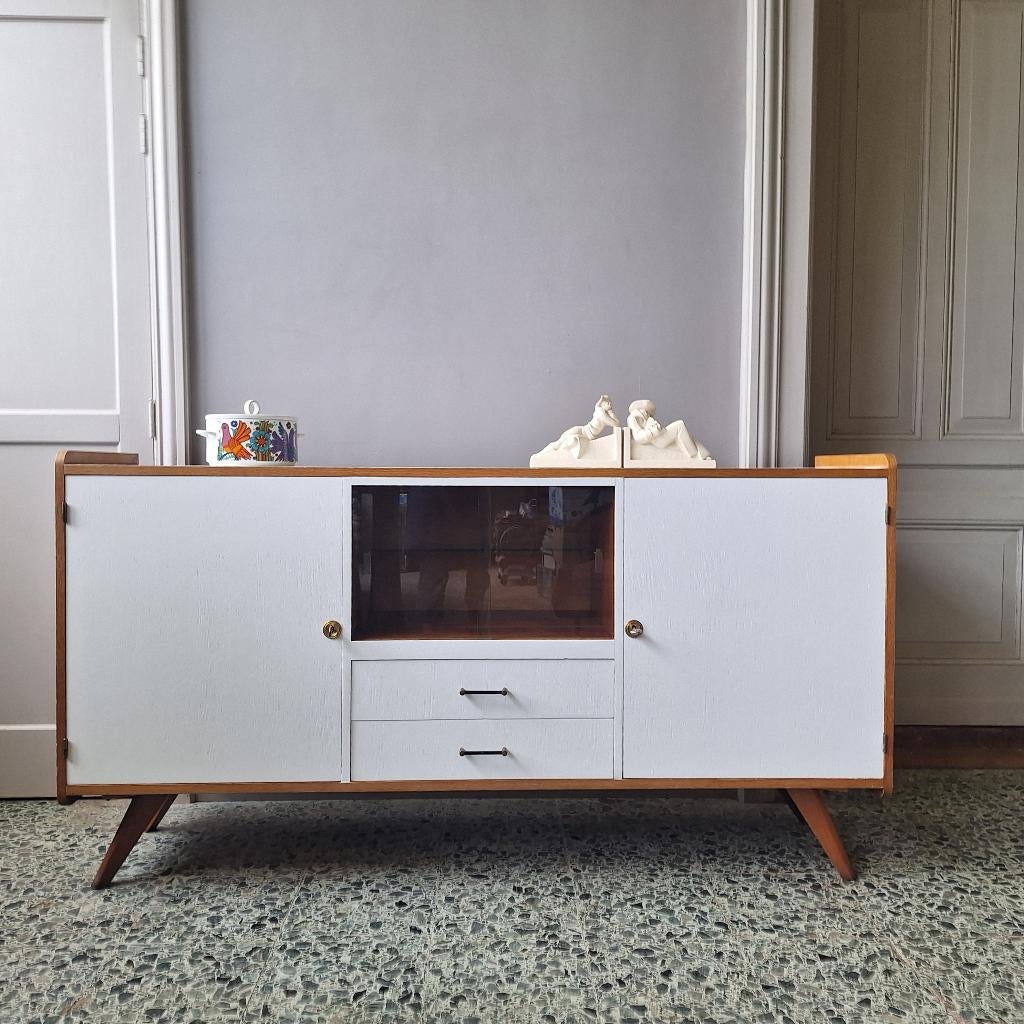 vintage dressoir jr 60/70 retro tv meubel  laag wandmeubel, Huis en Inrichting, Kasten | Dressoirs, Gebruikt, 150 tot 200 cm, 25 tot 50 cm