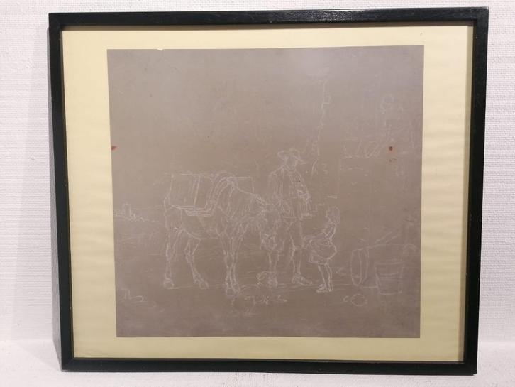 Eugène Verboeckhoven (1798/99-1881) Grote Originele tekening, Antiek en Kunst, Kunst | Tekeningen en Fotografie, Ophalen of Verzenden