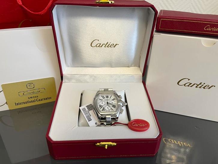 Cartier Roadster Chronograaf XL, Handtassen en Accessoires, Horloges | Heren, Zo goed als nieuw, Staal, Staal, Ophalen of Verzenden