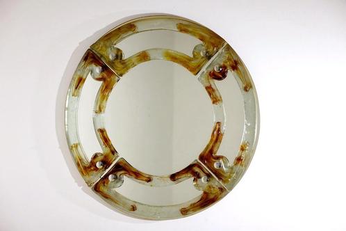 Ronde Italiaanse Muranoglas spiegel van Mazzega, Huis en Inrichting, Woonaccessoires | Spiegels, Ophalen of Verzenden