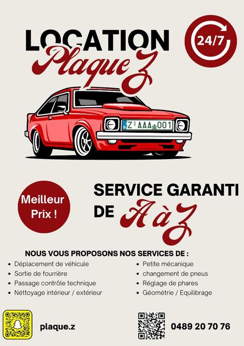 Plaque Z - Location, Auto diversen, Auto-accessoires, Nieuw, Ophalen