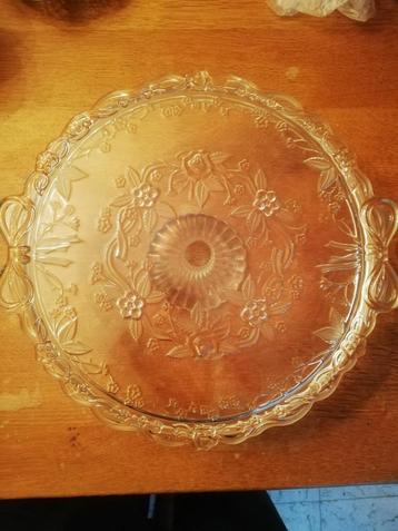 Très beau plateau à tarte sur pied en cristal, Enlèvement ou Envoi, Comme neuf