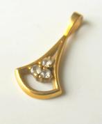Gouden hanger, vintage art déco 18 kt goud + diamantjes, Ophalen of Verzenden, Goud, Hanger, Met edelsteen
