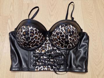 Bustier Crop Top BH PU Leder Zwart beschikbaar voor biedingen