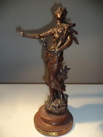 A. MOREAU bronzen art nouveau Jugendstil 'Aristeou' harpiste
